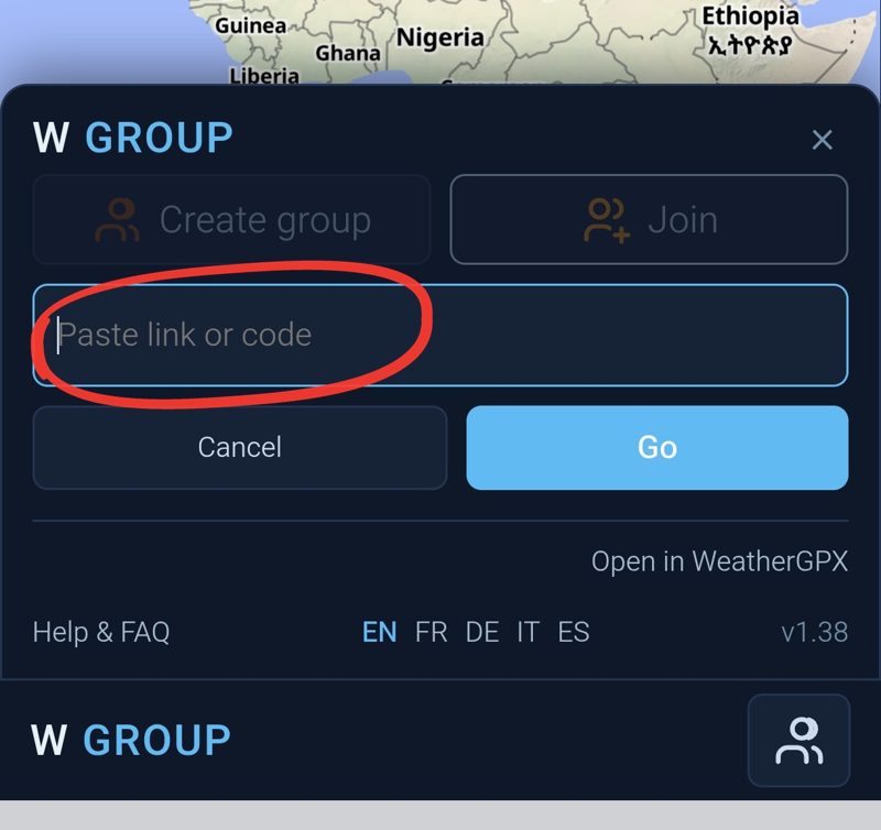 Paste link or code field circled