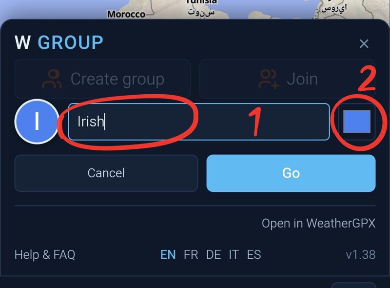 1 name field, 2 color square