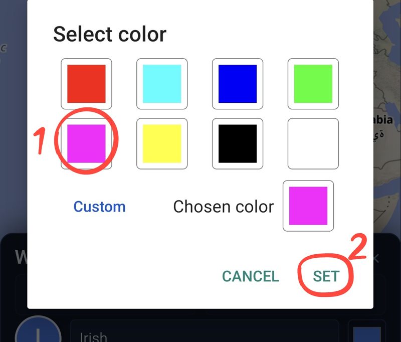 1 a color, 2 SET