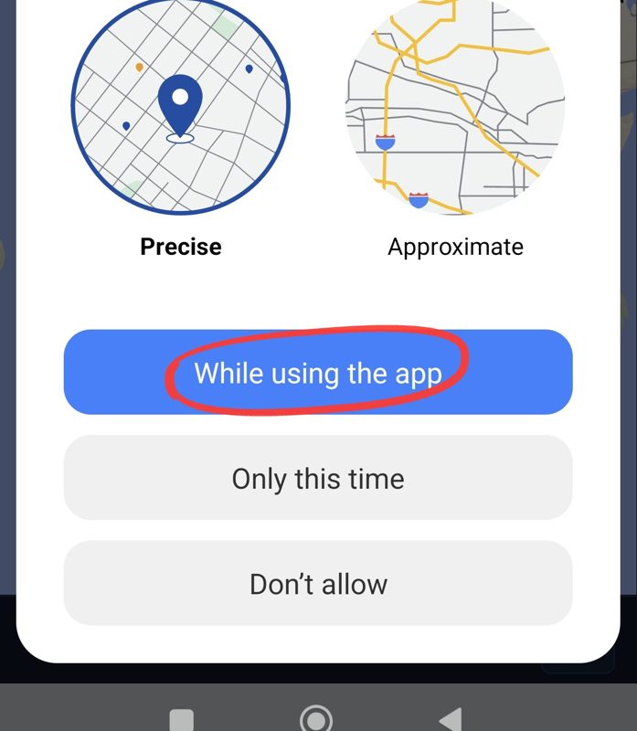 While using the app circled